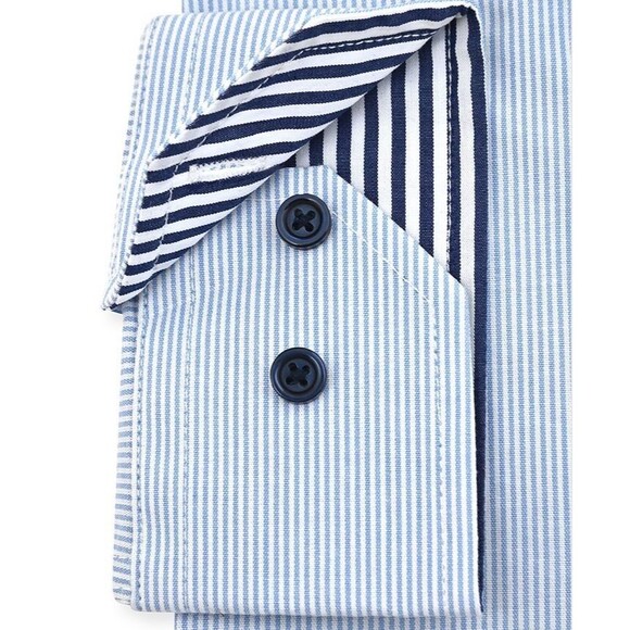 Tayion Collection Men's Slim-Fit Stripe-Placket Dress Shirt Blue XXL 18-18.5 - Picture 3 of 9